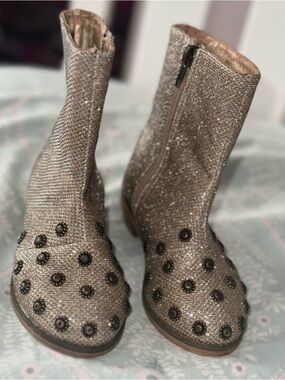 Joyfolie Wren Metallic Taupe Glitter Kids Boots